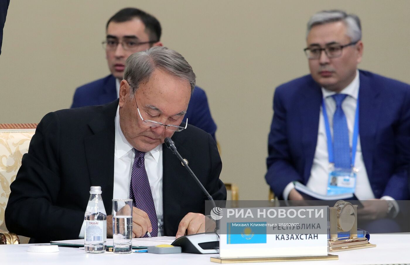 8 ноября 2018. Президент Казахстана Нурсултан Назарбаев во время заседания Совета коллективной безопасности ОДКБ в расширенном составе во Дворце независимости в Астане. Место: Казахстан, Астана. Автор: Михаил Климентьев/РИА Новости. Визит президента РФ В. Путина в Казахстан