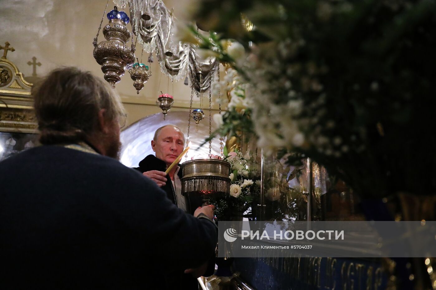 Президент РФ В. Путин посетил Псково-Печерский монастырь