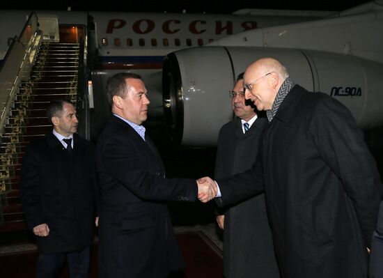 Премьер-министр РФ Д. Медведев прибыл в Минск для участия в заседании Евразийского межправительственного совета