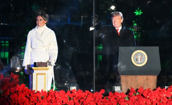Зажжение национальной рождественской ели в Вашингтоне 