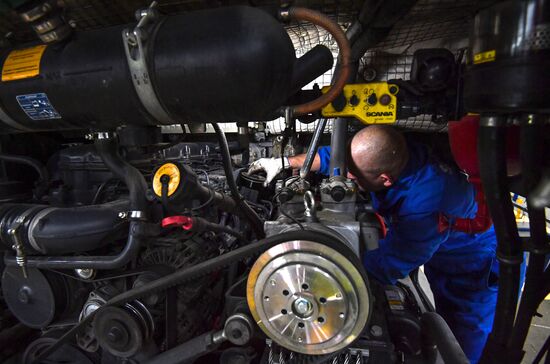 Обслуживание автобусов Мострансавто в сервисном центре "Скания"