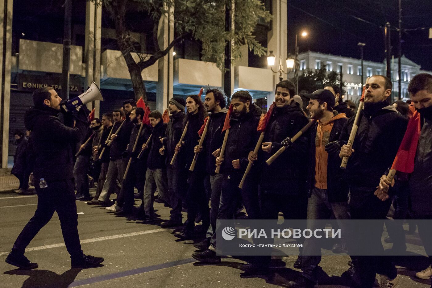 Студенческая акция протеста в Афинах