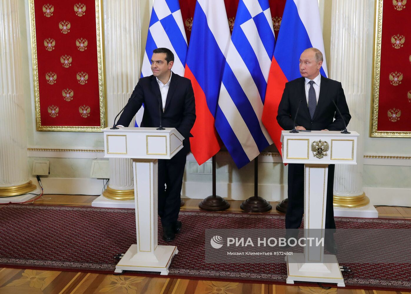 Встреча президента РФ В. Путина с премьер-министром Греции А. Ципрасом
