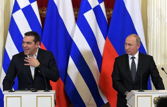 Встреча президента РФ В. Путина с премьер-министром Греции А. Ципрасом