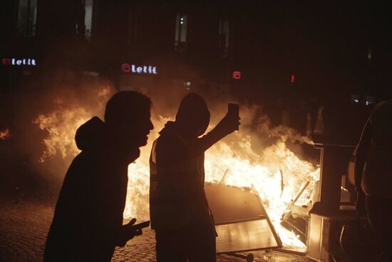 Акция протеста автомобилистов в Париже