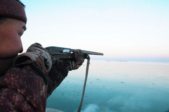 Зимняя охота на нерпу на Чукотке