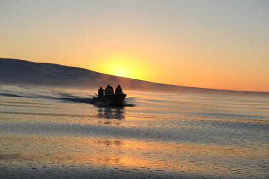 Зимняя охота на нерпу на Чукотке