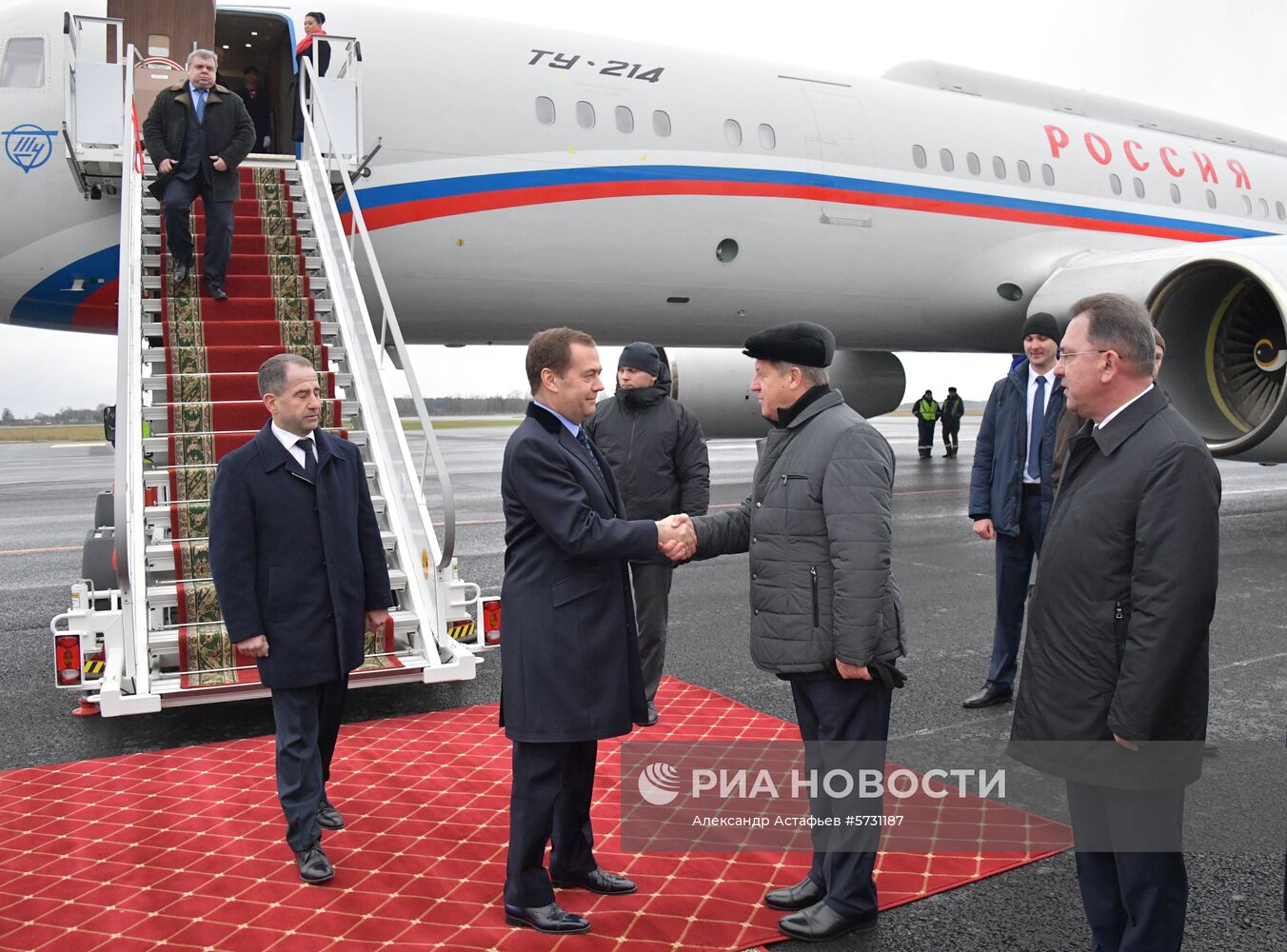 Премьер-министр РФ Д. Медведев прибыл в Брест для участия в заседании Совета министров Союзного государства России и Белоруссии 