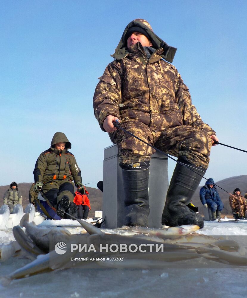 Подледный лов корюшки во Владивостоке