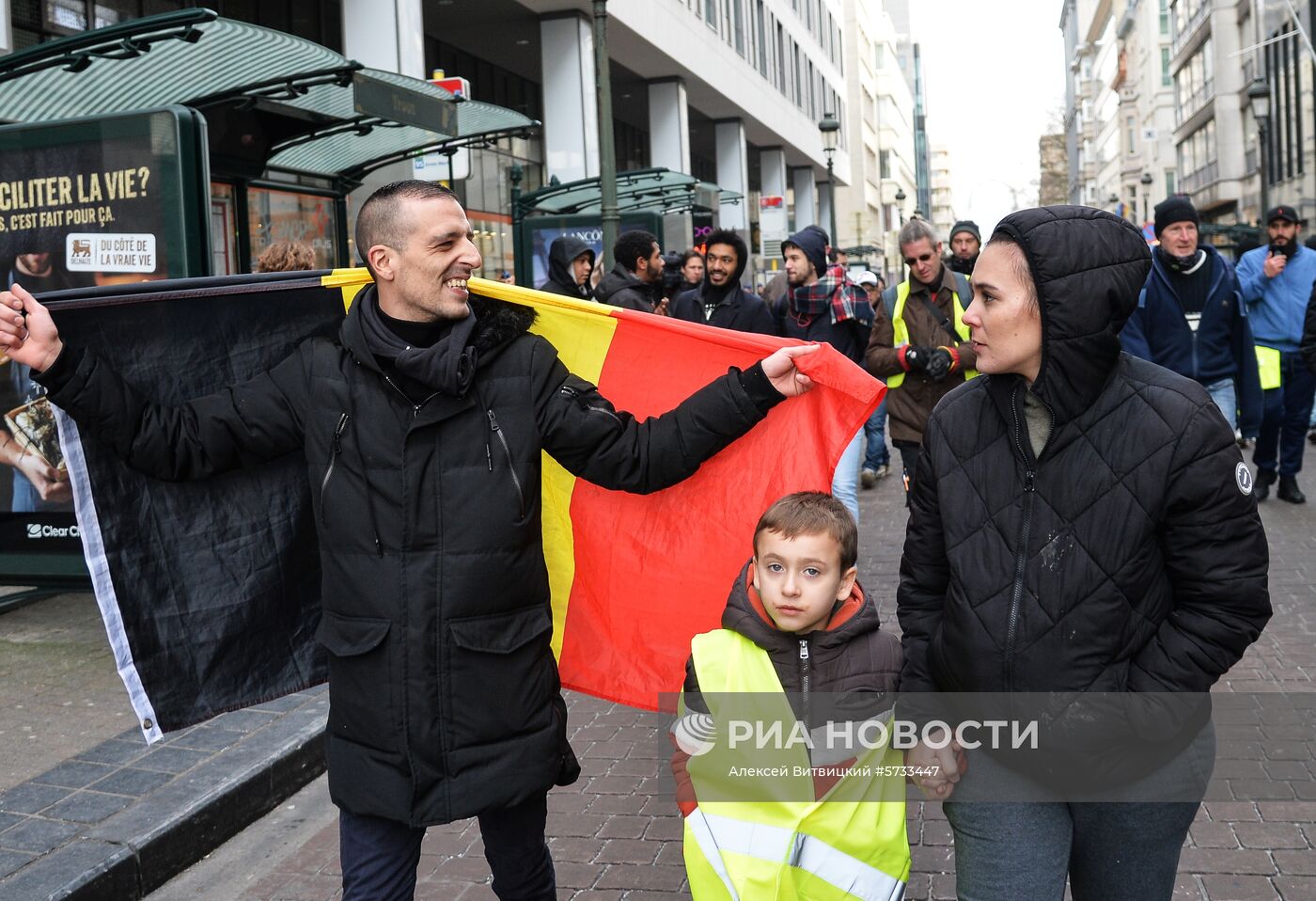 Акция протеста автомобилистов "жёлтые жилеты" в Брюсселе