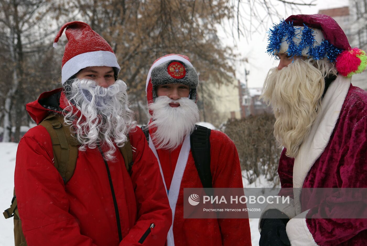 Велозаезд Дедов Морозов в Новосибирске