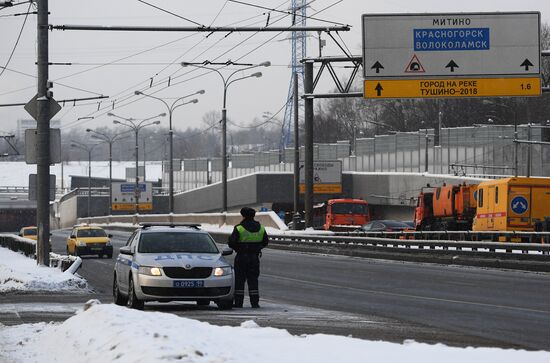 Тушинский тоннель затопило после провала грунта в шлюзе канала имени Москвы