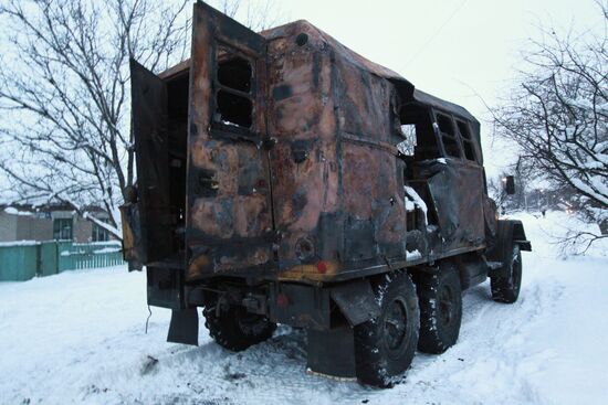 Последствия обстрела в Донецкой области