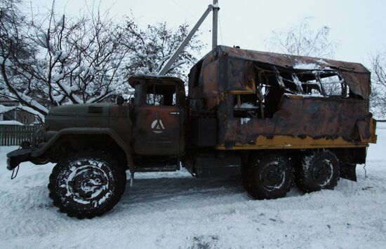 Последствия обстрела в Донецкой области