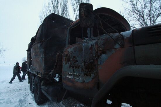 Последствия обстрела в Донецкой области