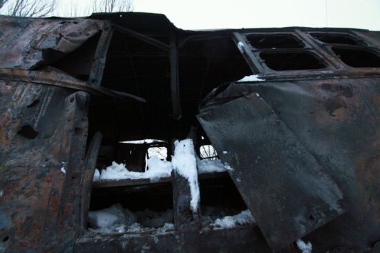 Последствия обстрела в Донецкой области