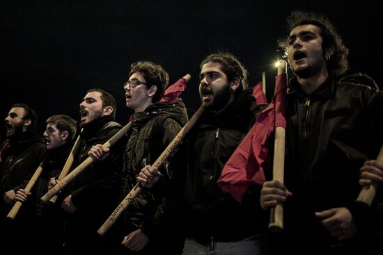 Акция в Афинах против визита Ангелы Меркель
