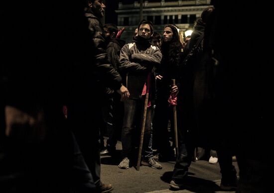 Акция в Афинах против визита Ангелы Меркель