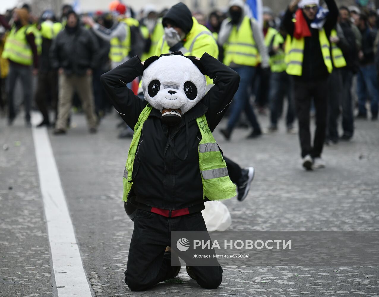 Акция протеста "жёлтых жилетов" в Париже