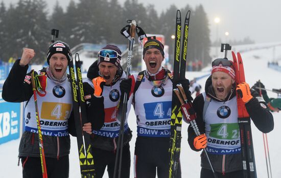 Биатлон. IV этап Кубка мира. Мужчины. Эстафета 