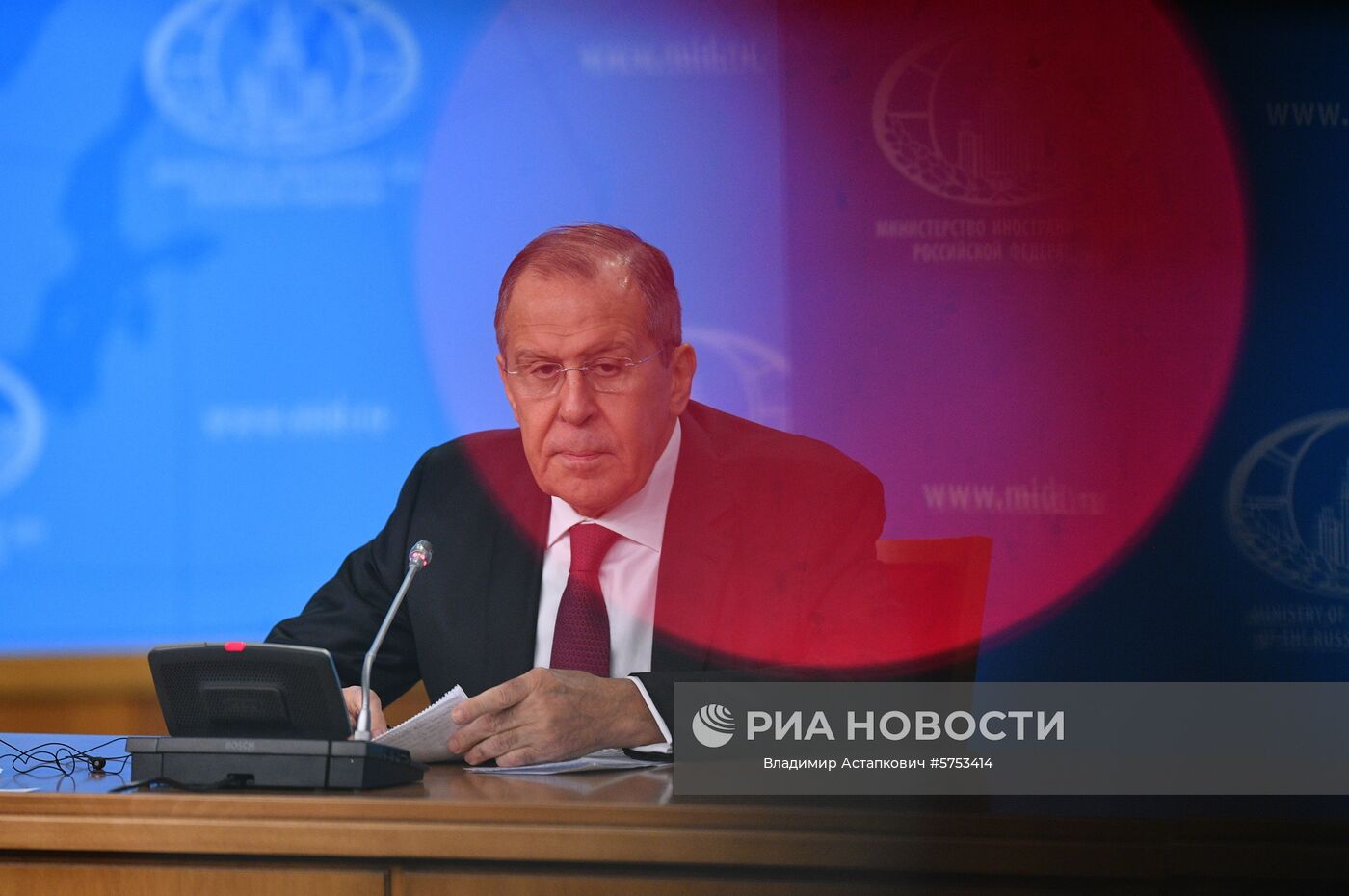 Министр иностранных дел РФ Сергей Лавров на пресс-конференции в Москве. Место: Россия, Москва. Автор: Владимир Астапкович/РИА Новости. Пресс-конференция главы МИД РФ С. Лаврова