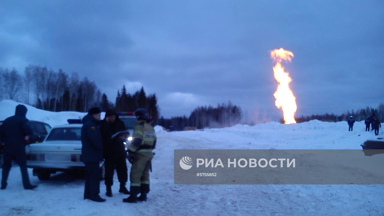 Взрыв на магистральном газопроводе в Ленинградской области