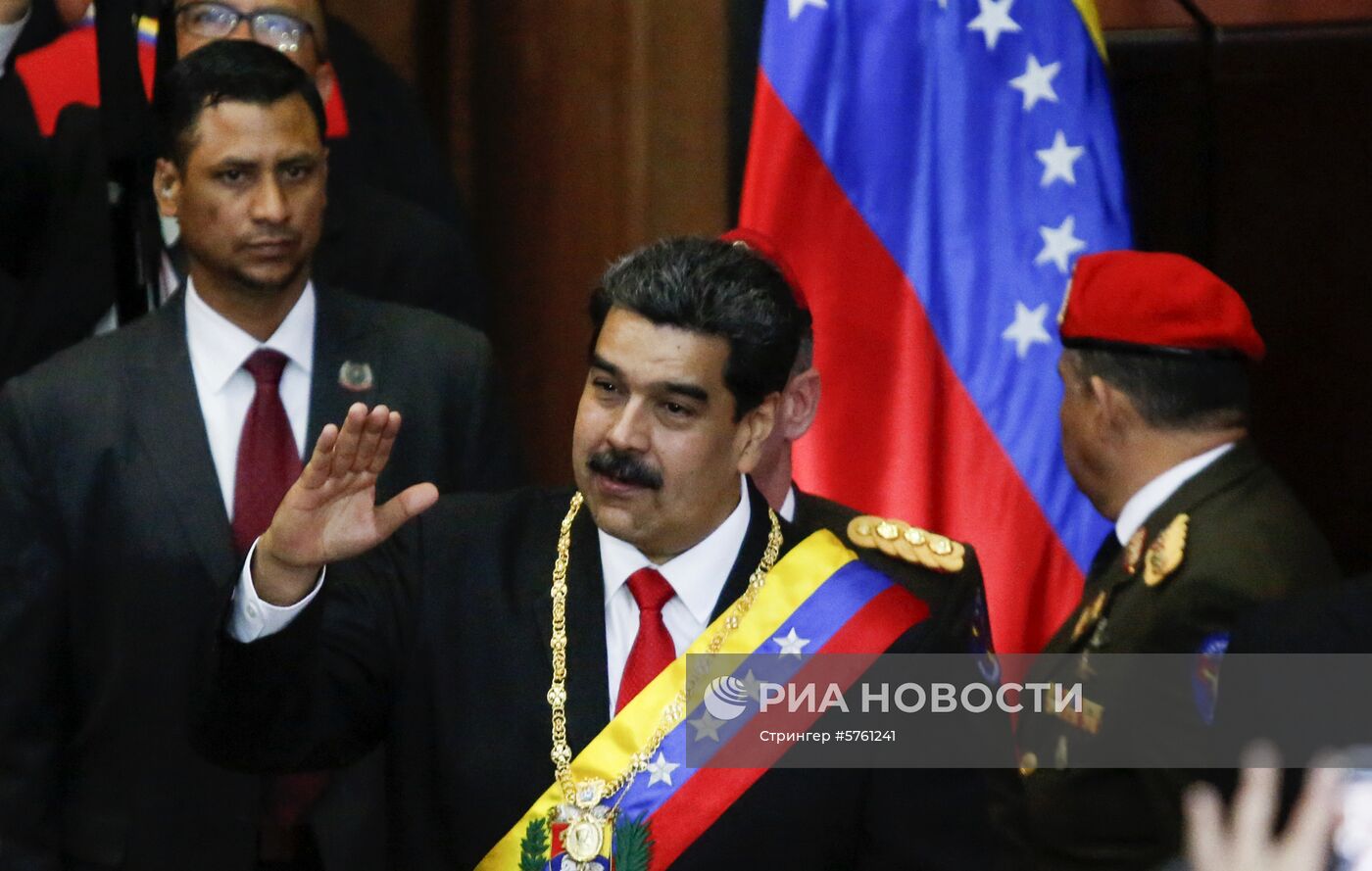 Президент Венесуэлы Николас Мадуро перед началом своего выступления в штаб-квартире Верховного суда Венесуэлы.