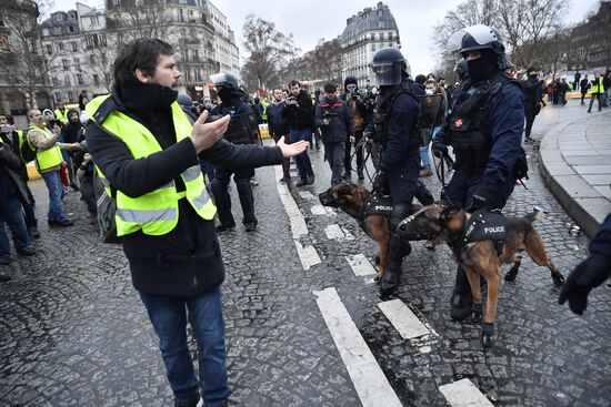 Протестная акция "желтых жилетов" в Париже