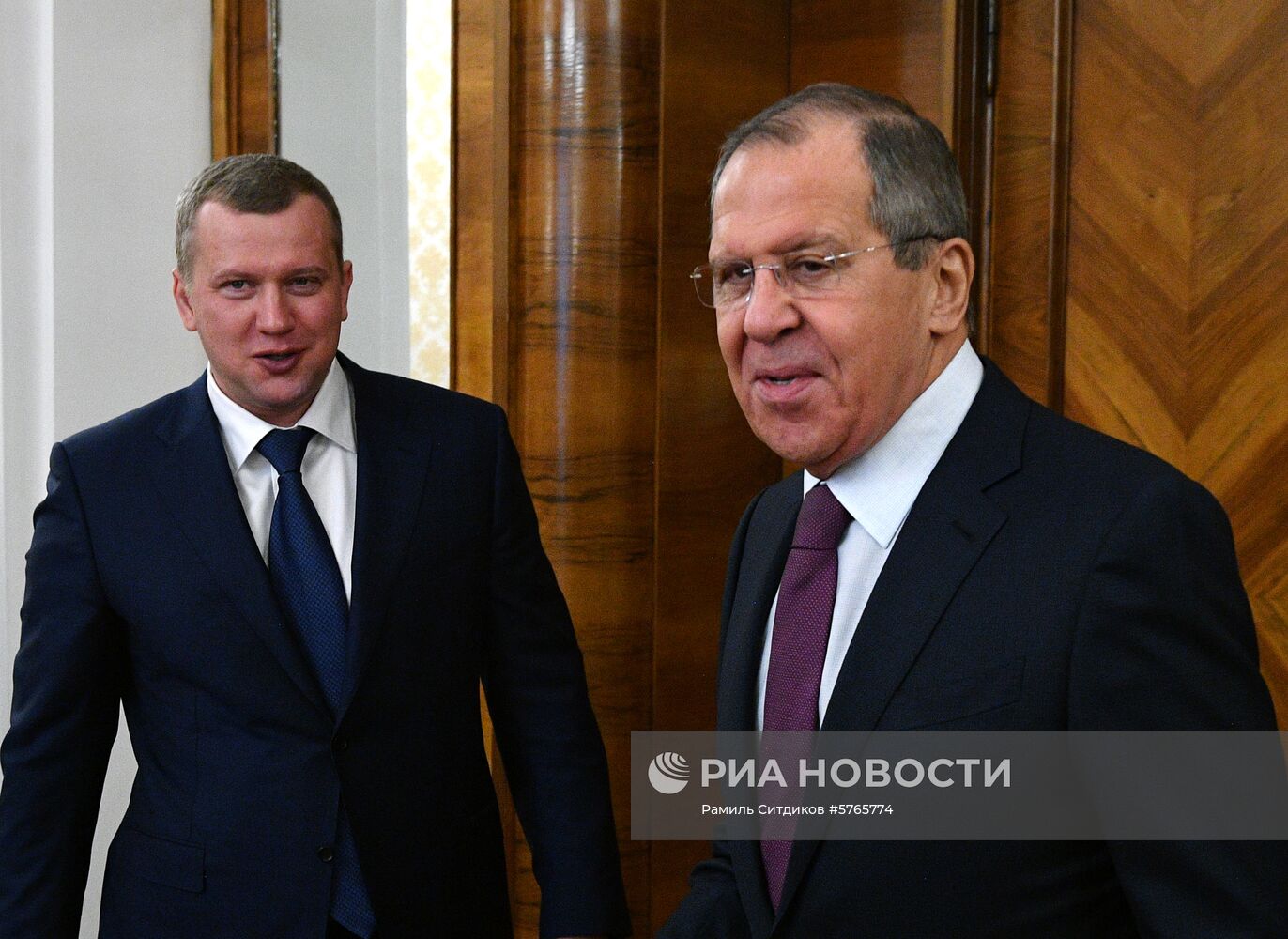 Встреча главы МИД РФ С. Лаврова с врио губернатора Астраханской области С. Морозовым