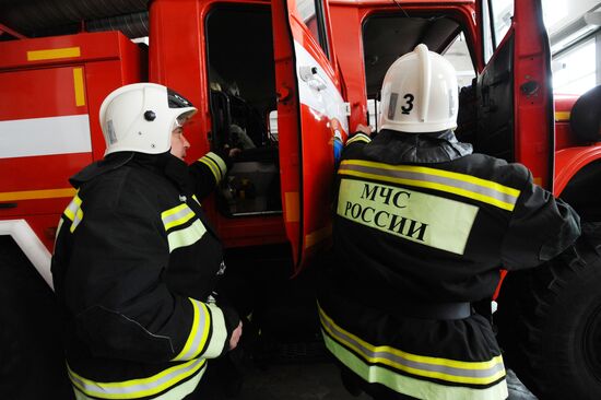 Работа пожарной части МЧС в Тамбове 