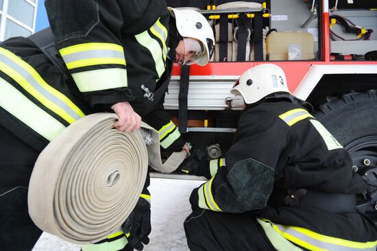 Работа пожарной части МЧС в Тамбове 