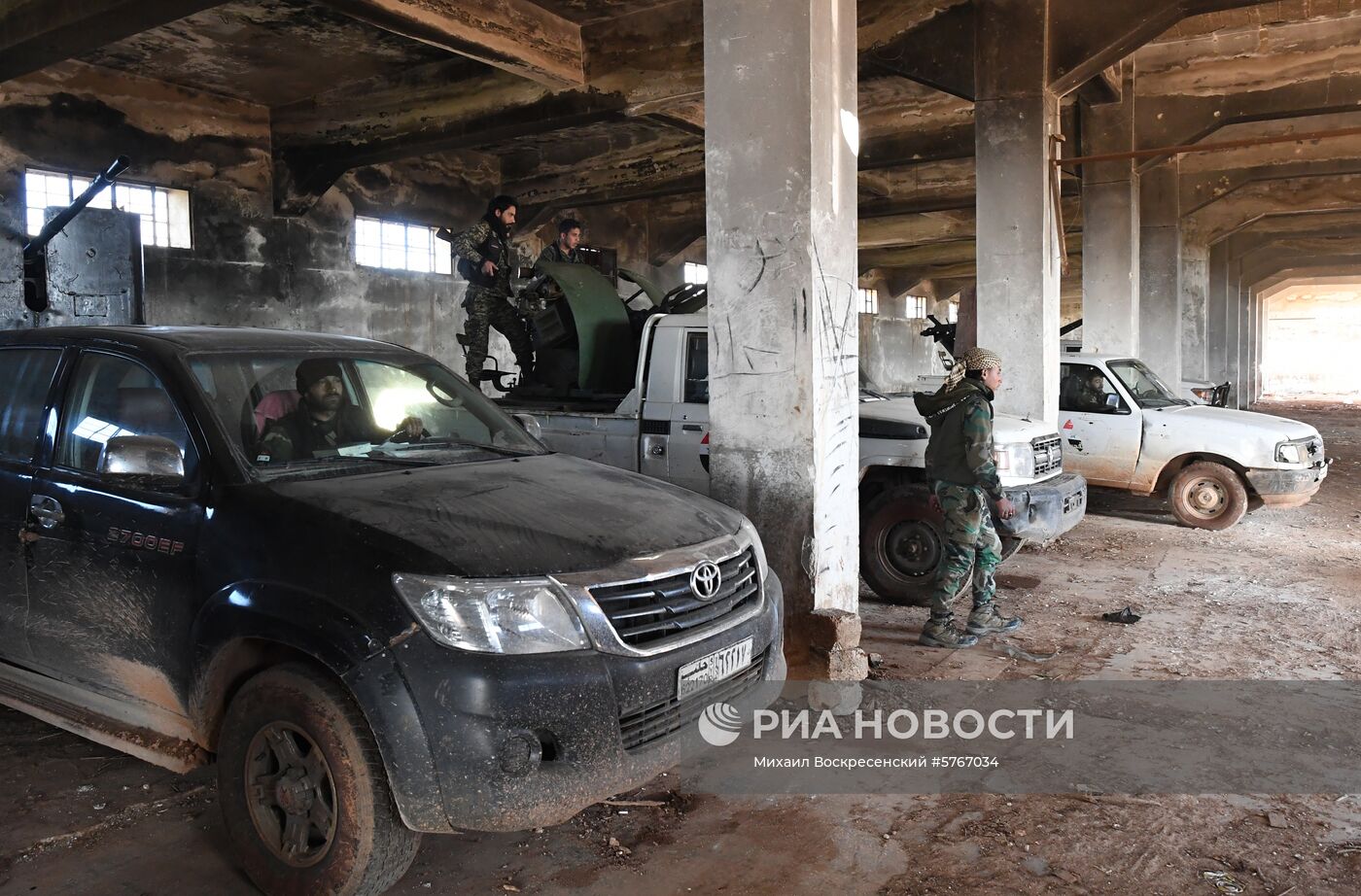 Позиции сирийской армии и ополчения в районе Алеппо