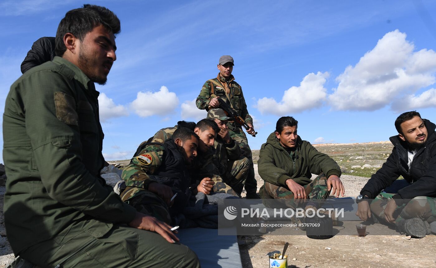 Позиции сирийской армии и ополчения в районе Алеппо