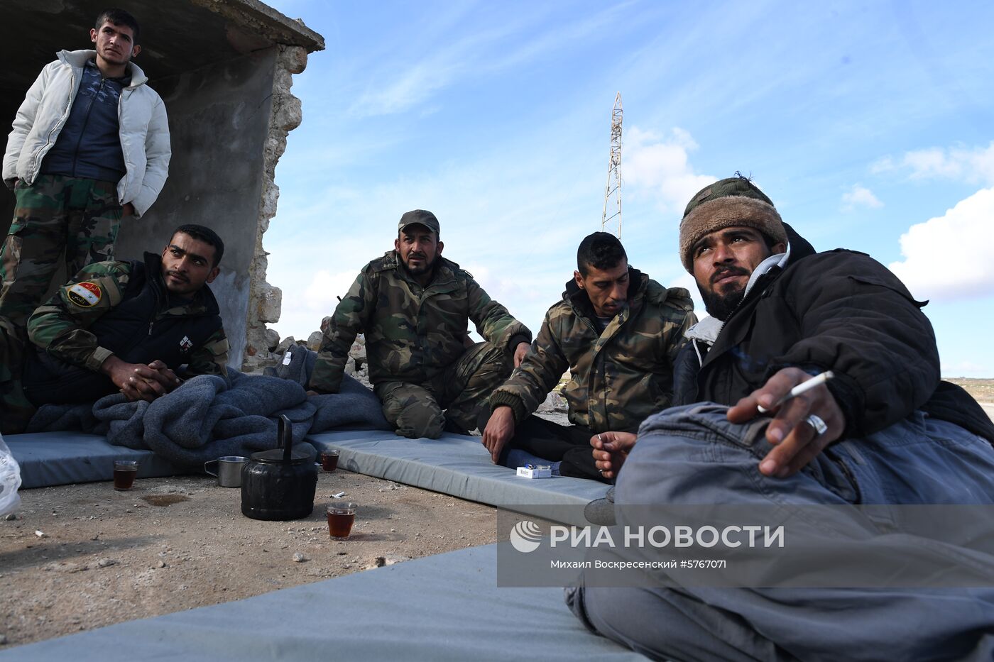 Позиции сирийской армии и ополчения в районе Алеппо