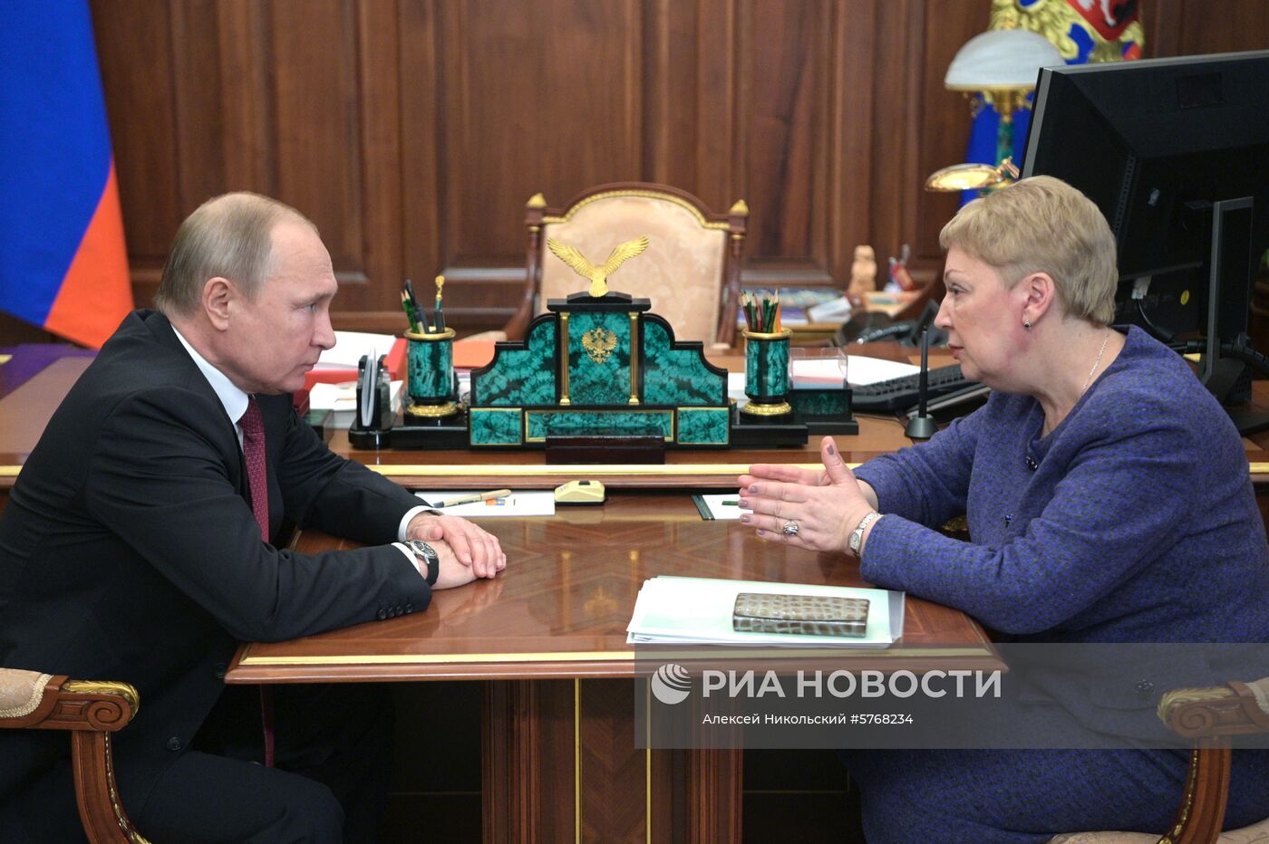 Президент РФ В. Путин встретился с министром просвещения РФ О. Васильевой