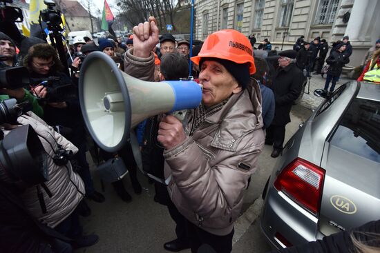 Акция протеста шахтёров во Львове