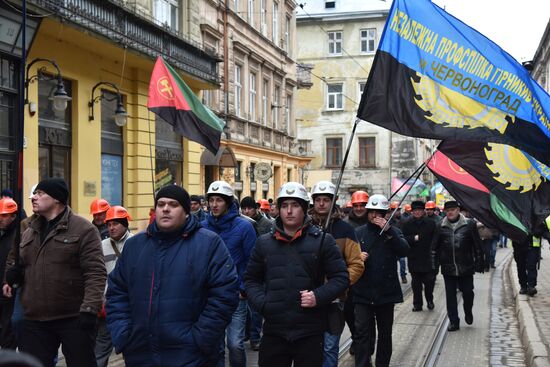 Акция протеста шахтёров во Львове