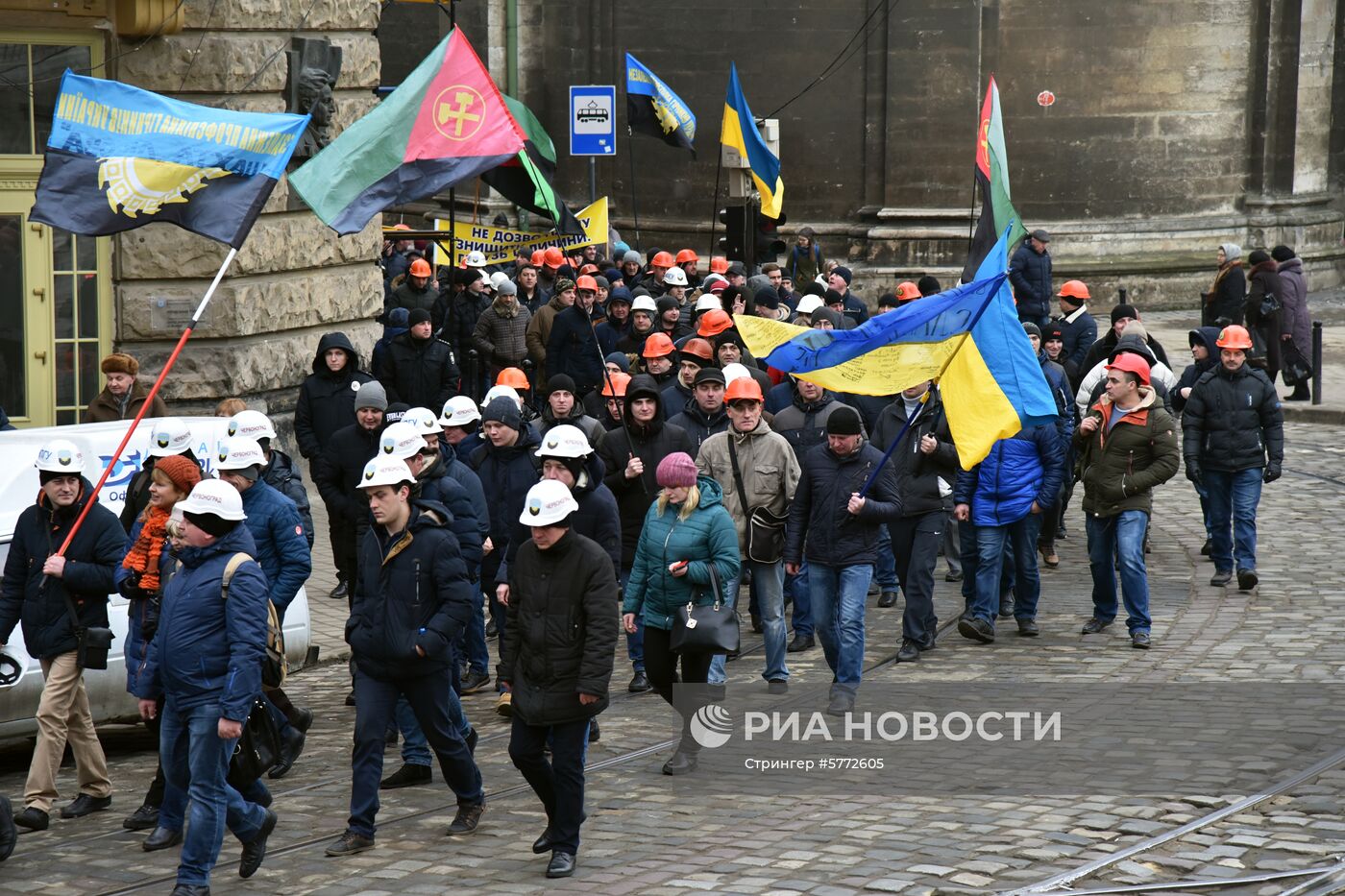 Акция протеста шахтёров во Львове