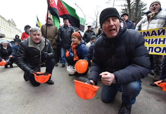 Акция протеста шахтёров во Львове