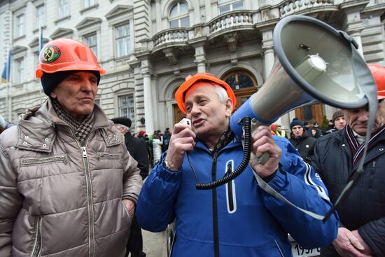 Акция протеста шахтёров во Львове