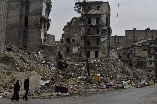 Жизнь в разрушенных районах сирийского Алеппо