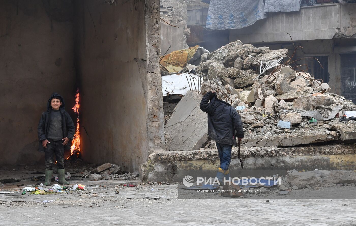 Жизнь в разрушенных районах сирийского Алеппо