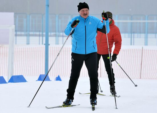 Президент Белоруссии А. Лукашенко принял участие в лыжной гонке "Минская лыжня - 2019"