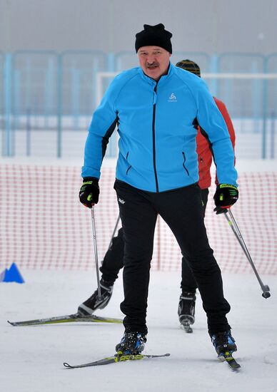 Президент Белоруссии А. Лукашенко принял участие в лыжной гонке "Минская лыжня - 2019"