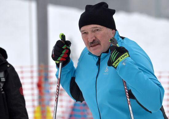 Президент Белоруссии А. Лукашенко принял участие в лыжной гонке "Минская лыжня - 2019"