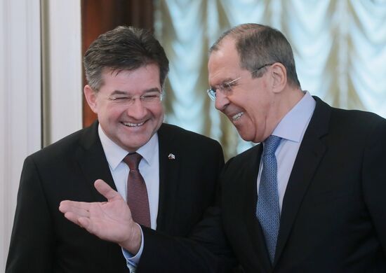 Встреча глав МИД РФ и Словакии С. Лаврова и М. Лайчака