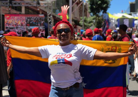 Акция в поддержку президента Венесуэлы Н. Мадуро