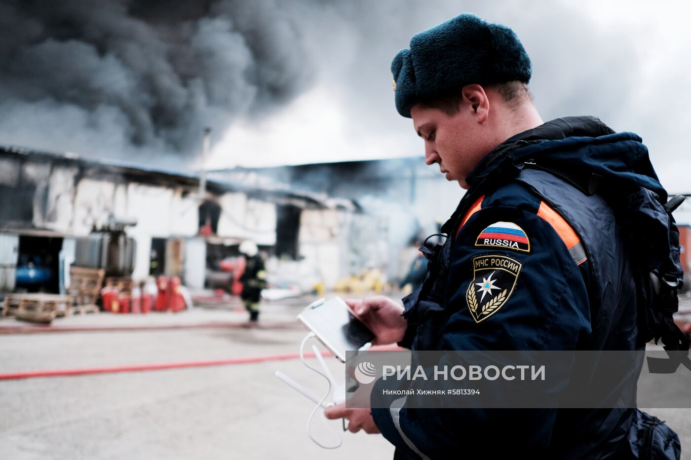 Пожар на складе полиэтилена в Краснодаре