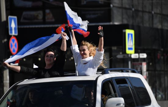 Автопробег мотоклуба "Ночные волки" в Крыму
