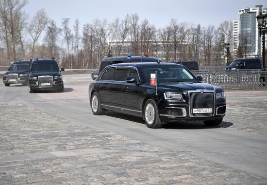 Президент РФ В. Путин принял участие в торжественном открытии всероссийской акции "Вахта памяти"